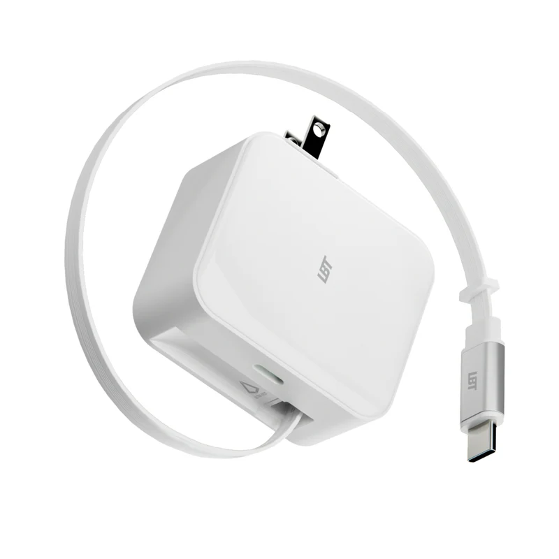 LBT Ultra Fast 45W PD Wall Charger with Retractable Cable
