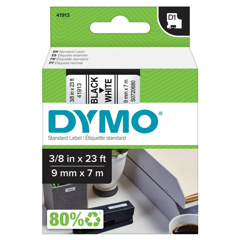 DYMO - Ruban d'étiquettes D1, 9 mm (3/8 po), noir sur blanc