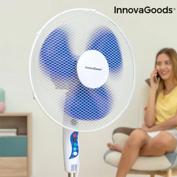 InnovaGoods Ø 40 cm 50W White Blue Pedestal Fan