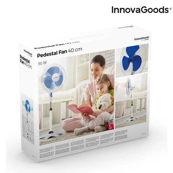 InnovaGoods Ø 40 cm 50W White Blue Pedestal Fan