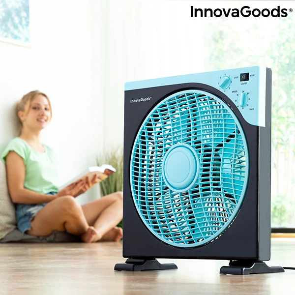 Floor Fan Box InnovaGoods Ø 30 cm 50W Black Blue