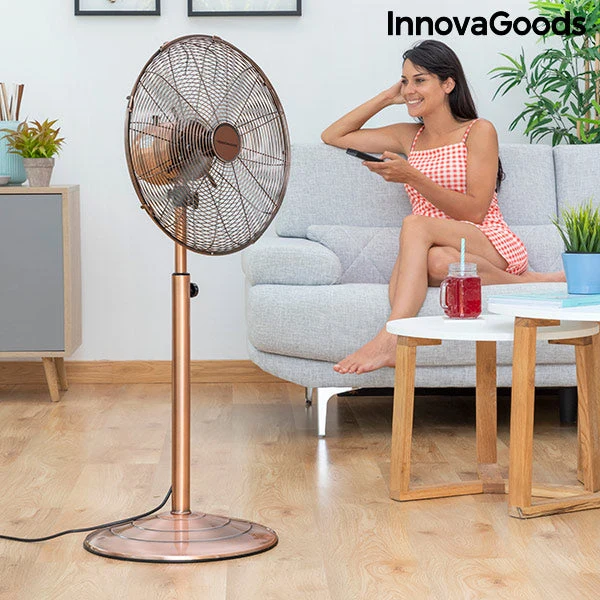 Freestanding Fan Copper Retro InnovaGoods Ø 40 cm 55W