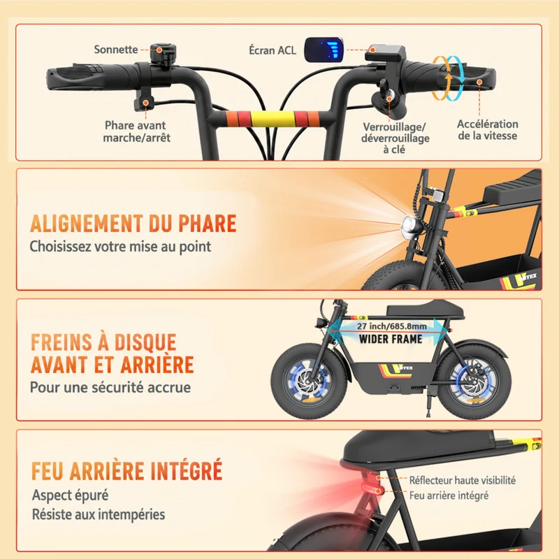 Gyrocopters - Trottinette électrique Vortex pour adultes et adolescents - Vitesse 32 km/h - Autonomie 28 km - Application - Noir