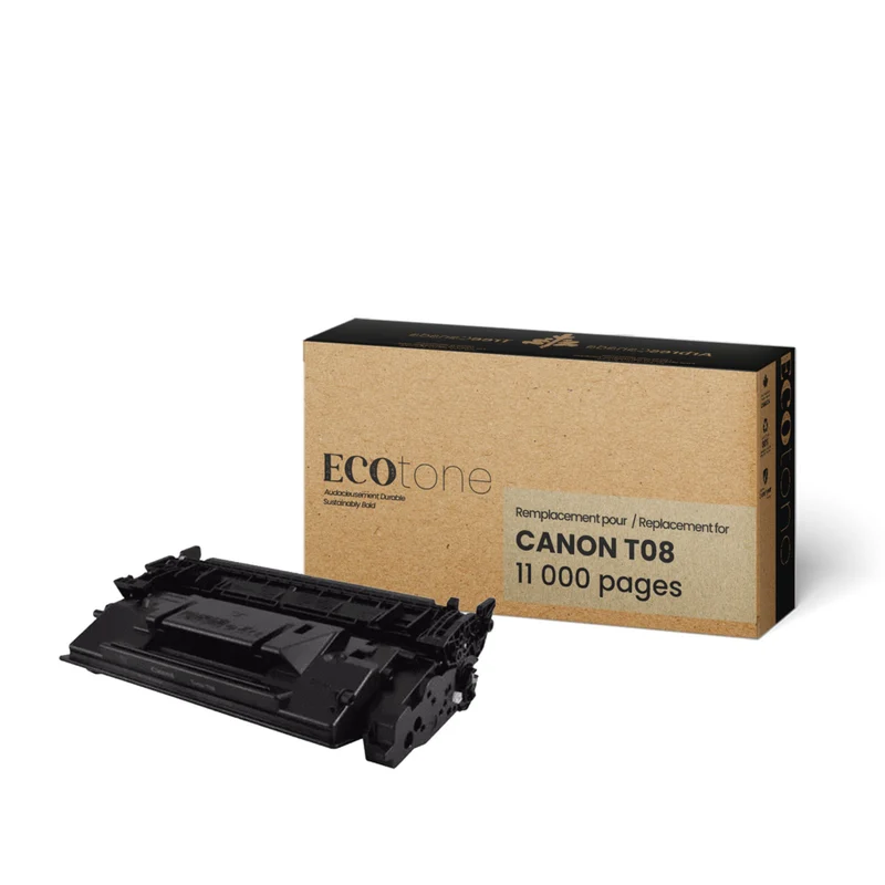 Ecotone Canon T08 (3010C005AA) Cartouche de toner remanufacturée - Rendement élevé - Noir