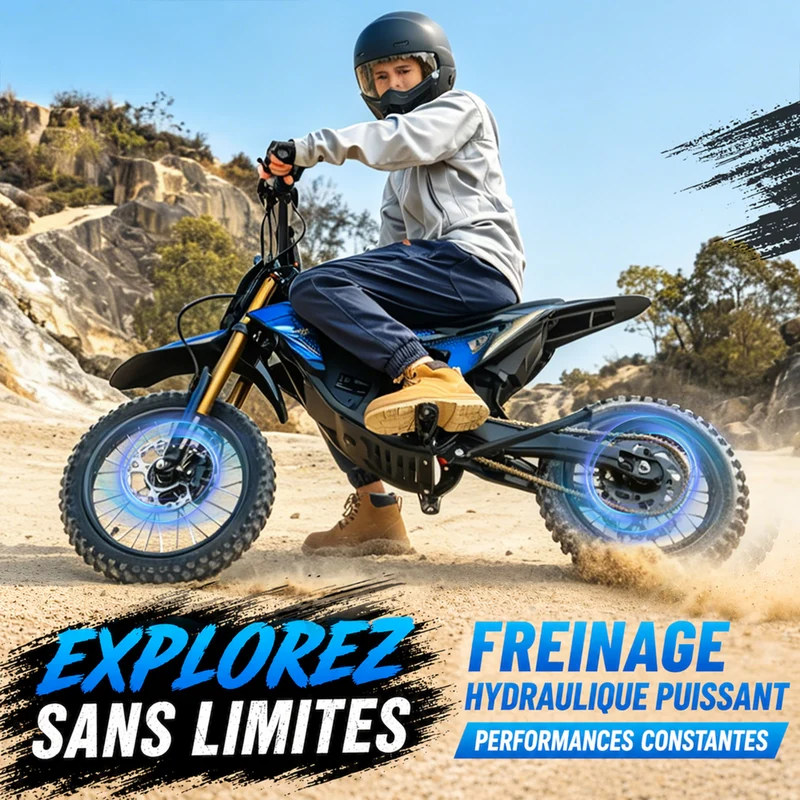 Gyrocopters - Moto électrique tout-terrain DX1 pour adultes - Vitesse 65 km/h, autonomie PAS 83 km - Bleu