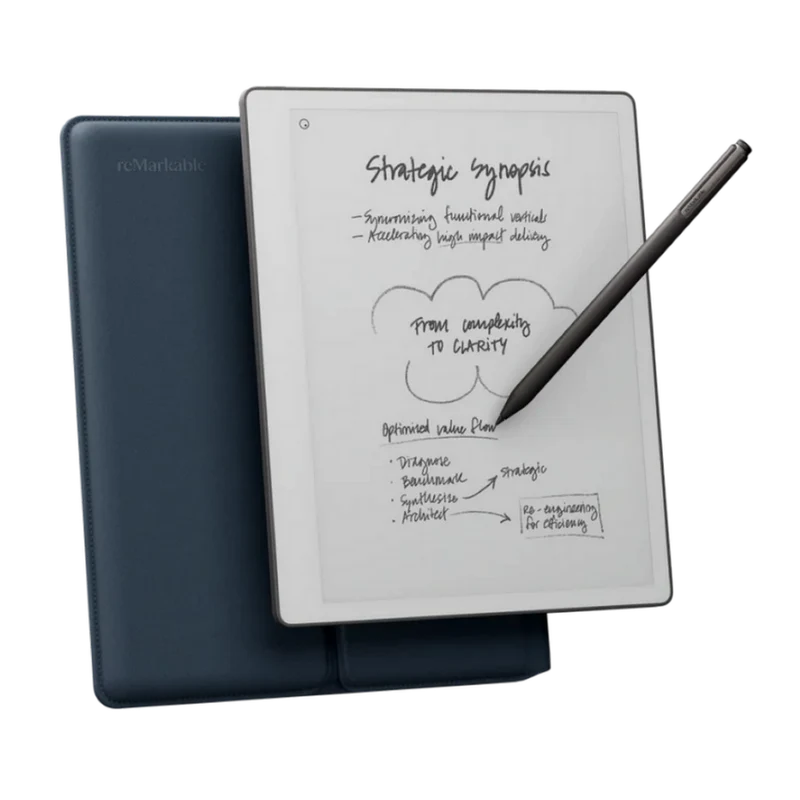 reMarkable Paper Pure 10.3 inch with Marker Plus and Sleeve Folio Polymer Weave - Ocean Blue