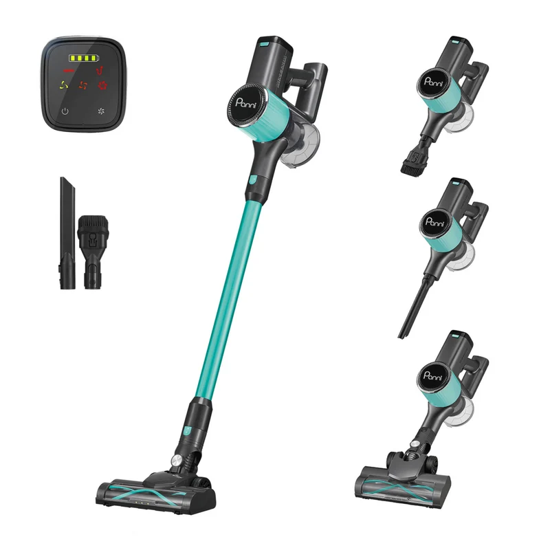 Panni - S7217 Aspirateur balai sans fil 3-en-1 avec design autoportant, bleu sarcelle