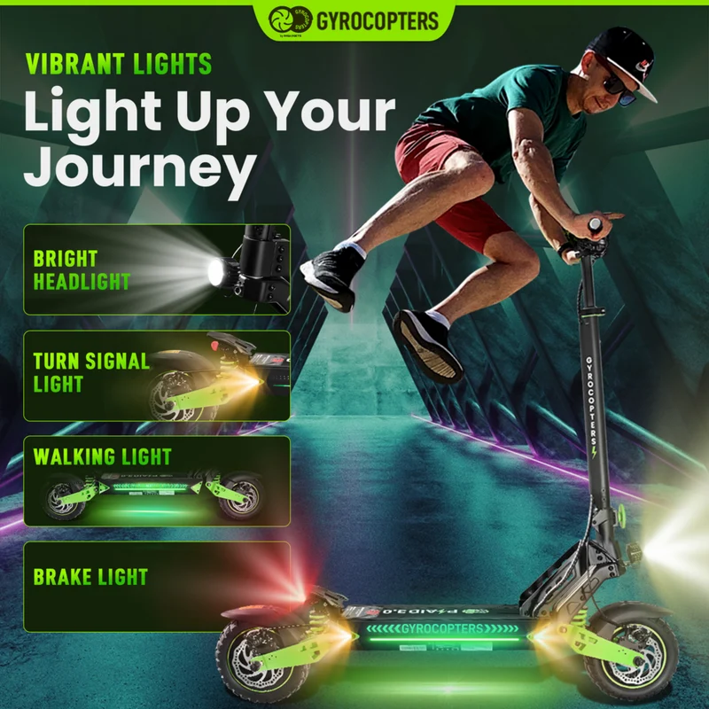 Gyrocopters Plaid 3.0 Electric Scooter for Adults & Teens - Speed 45 kmph Range 45 km - APP - Black