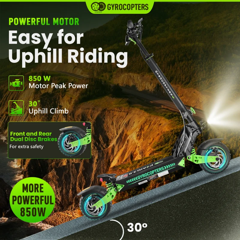 Gyrocopters Plaid 3.0 Electric Scooter for Adults & Teens - Speed 45 kmph Range 45 km - APP - Black