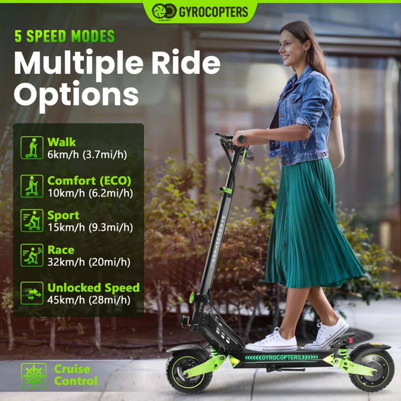 Gyrocopters Plaid 3.0 Electric Scooter for Adults & Teens - Speed 45 kmph Range 45 km - APP - Black