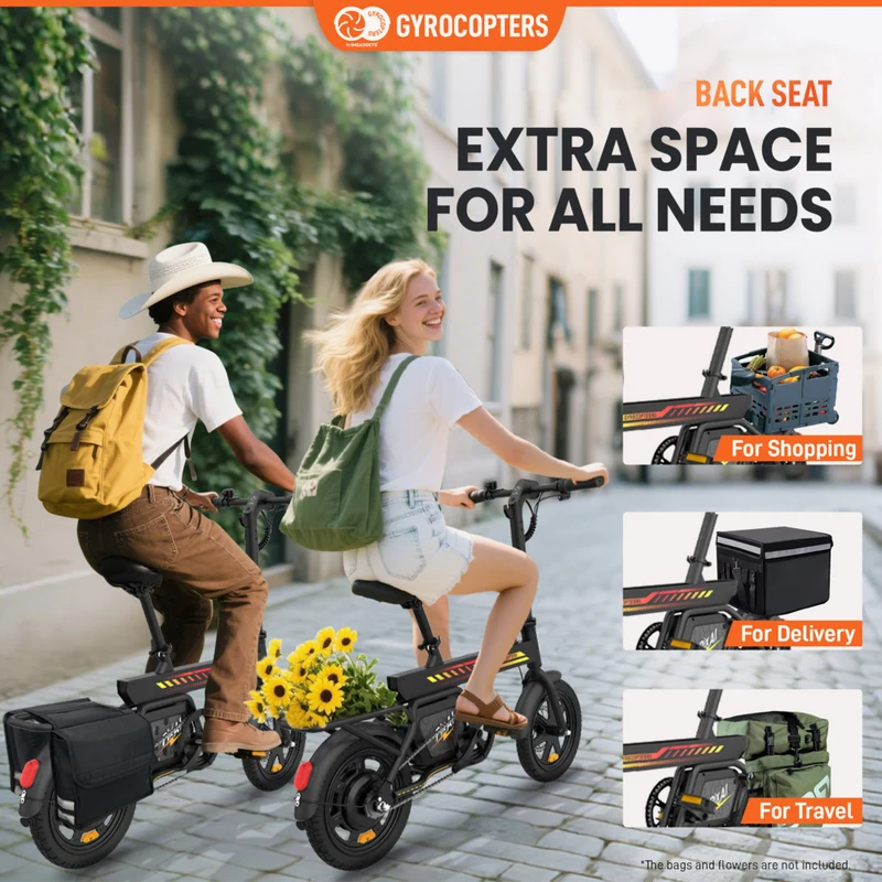 Gyrocopters PixAI Electric Bike for Adults & Teens - Speed 32 kmph - PAS 70 km - Black