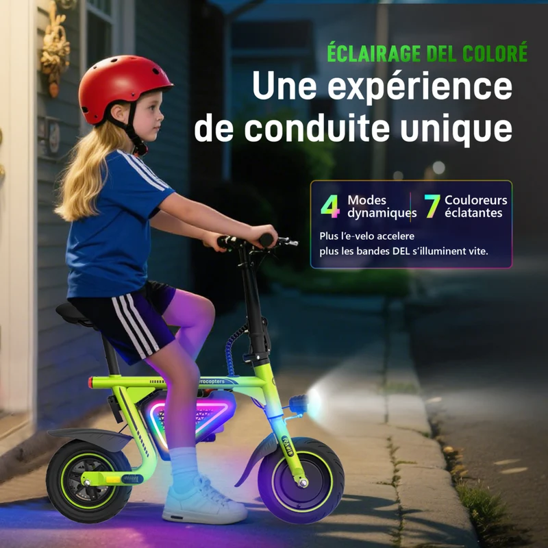 Gyrocopters - Trottinette électrique pour enfants Radi8 - Vitesse 25 km/h - Autonomie 20 km - Éclairage LED - Vert