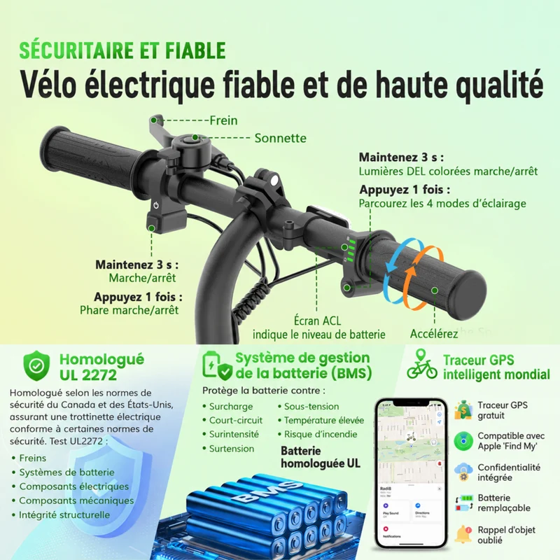 Gyrocopters - Trottinette électrique pour enfants Radi8 - Vitesse 25 km/h - Autonomie 20 km - Éclairage LED - Vert