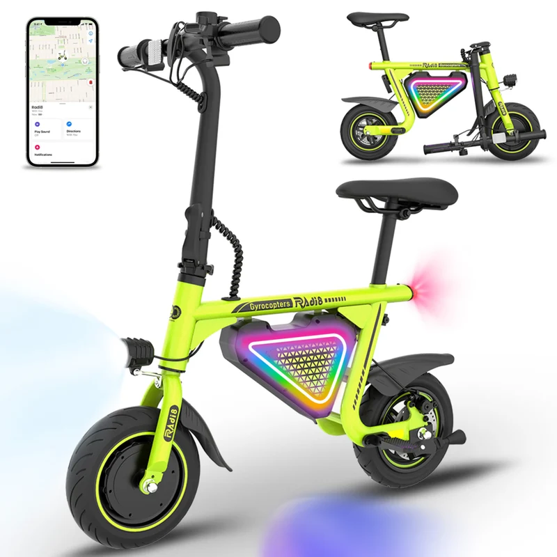 Gyrocopters Radi8 Electric Scooter for Kids - Speed 25 kmph - Range 20 km - LED Lights - Green
