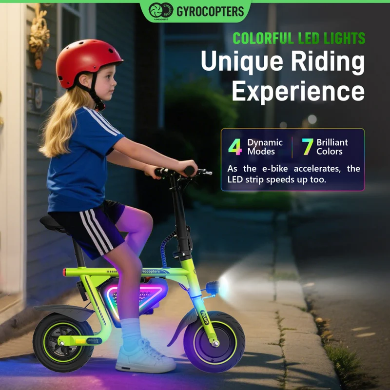 Gyrocopters Radi8 Electric Scooter for Kids - Speed 25 kmph - Range 20 km - LED Lights - Green