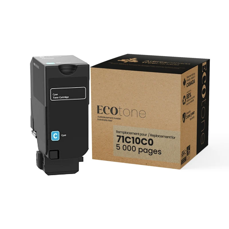 Ecotone Lexmark 71C10C0 Cartouche de toner remanufacturée - Rendement élevé - Cyan