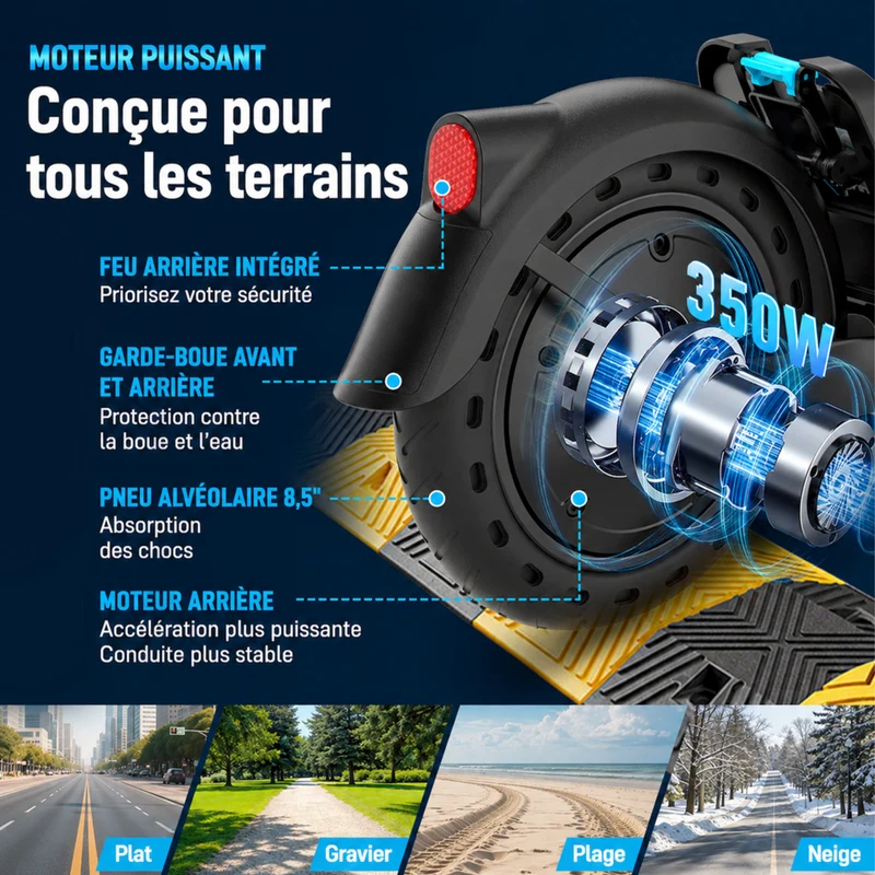 Gyrocopters - Trottinette électrique FlashX pour adultes et adolescents - Vitesse 32 km/h - Autonomie 32 km - Application - Noir