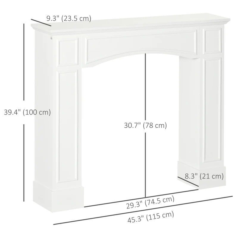 HOMCOM - Manteau de foyer 29 po pour entourage de foyer, blanc
