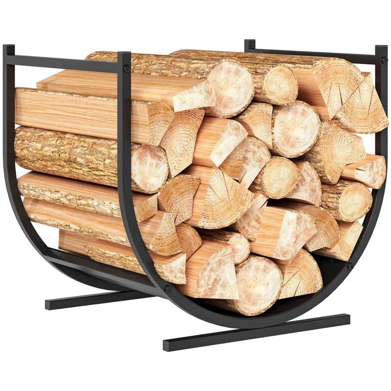 Outsunny - Porte-bûches extérieur- support à bûches 17 po pour rangement de cheminée