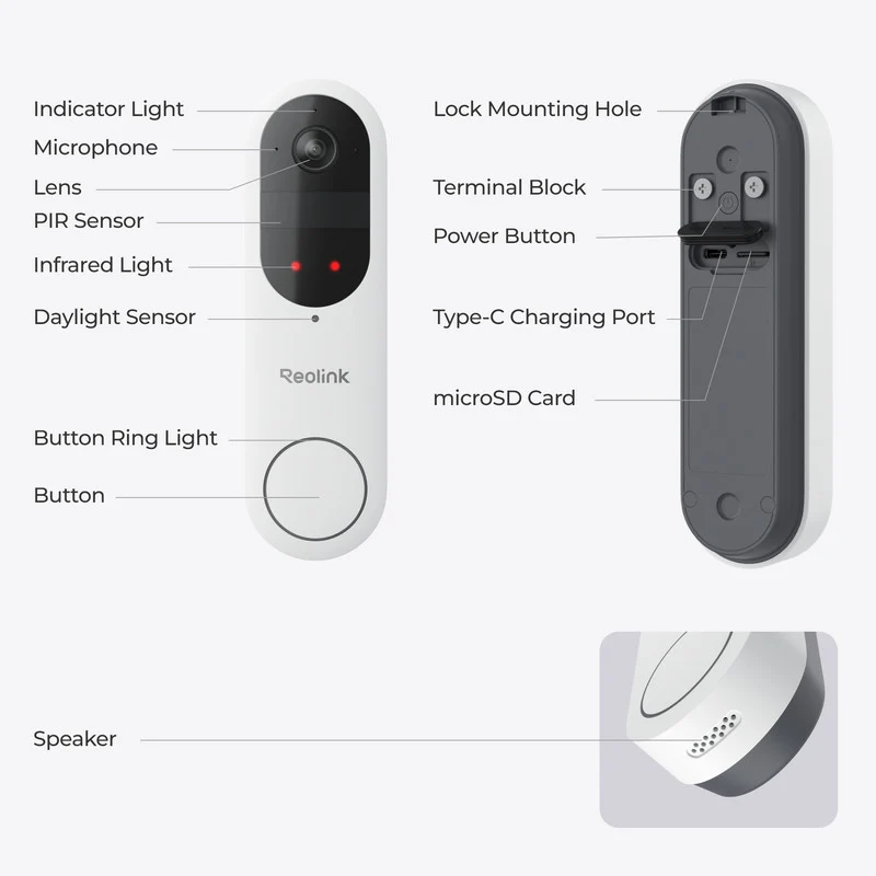 Reolink 2K 4MP Battery Video Doorbell Camera Head-to-Toe View, WiFi ,Two-Way Talk White