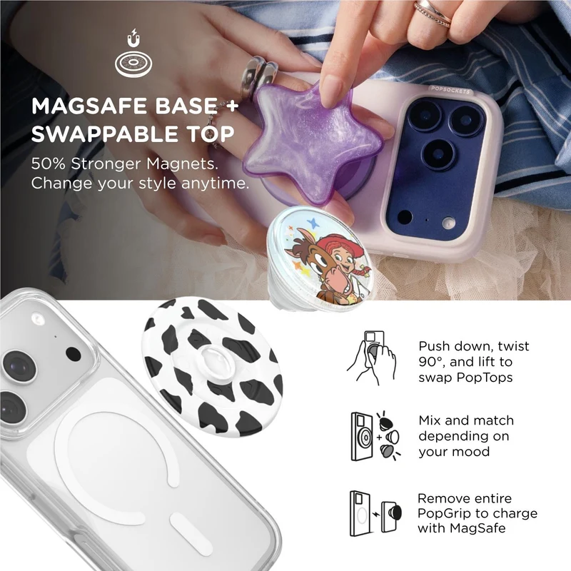 Toy Story X PopSockets PopGrip MagSafe Phone Grip/Stand with Swappable Top (Tidepool Jessie)