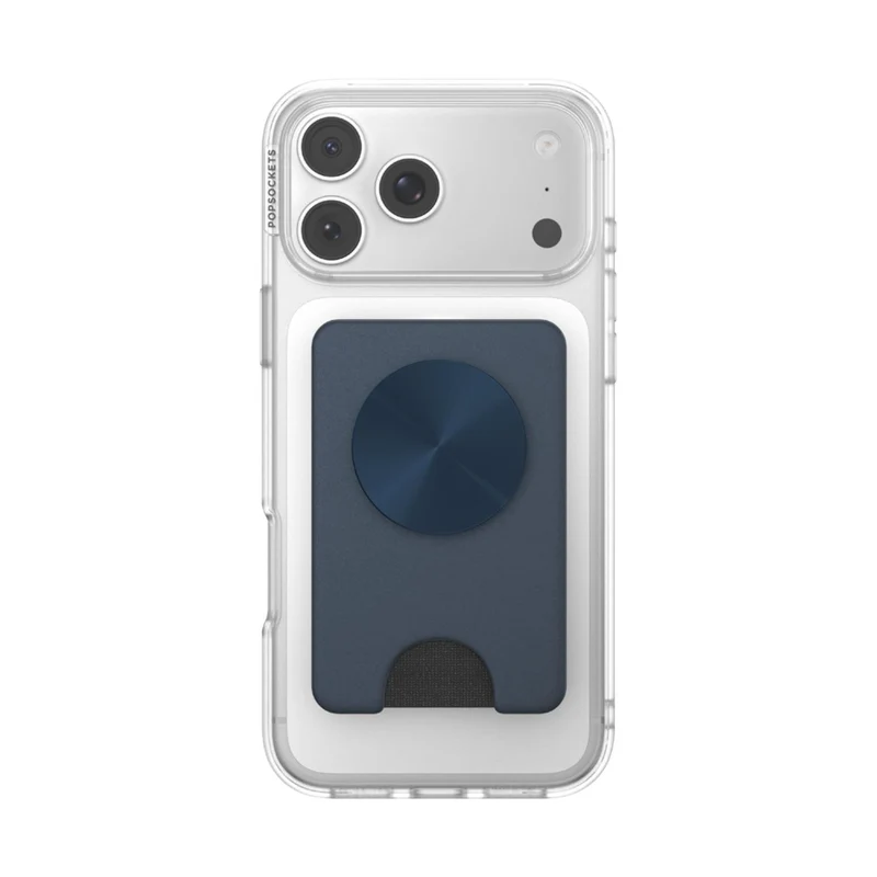 PopSockets PopWallet+ MagSafe Kick-Out Phone Wallet and Stand (Alum Radial Navy)