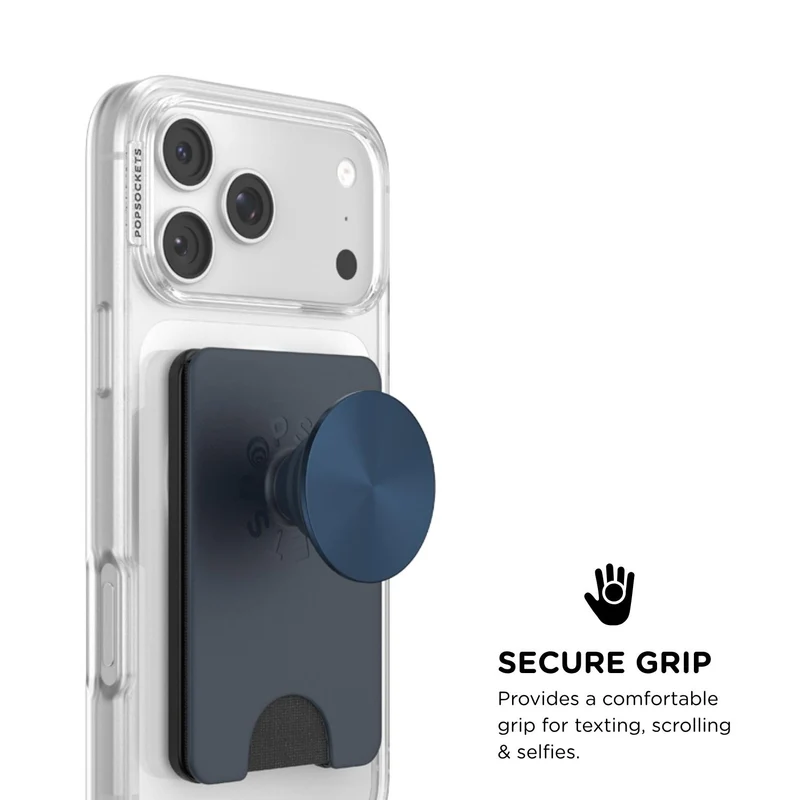 PopSockets PopWallet+ MagSafe Kick-Out Phone Wallet and Stand (Alum Radial Navy)
