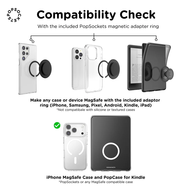 PopSockets PopWallet+ MagSafe Kick-Out Phone Wallet and Stand (Alum Radial Navy)