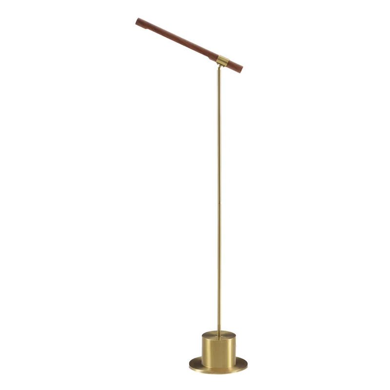 Monarch Specialties - 9652 65"H Lampadaire- Métal En Laiton, Abat-Jour Aspect Bois