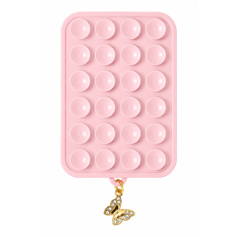 Snug - Support magnétique à ventouses SnugMug Charm avec breloque papillon - rose poudré