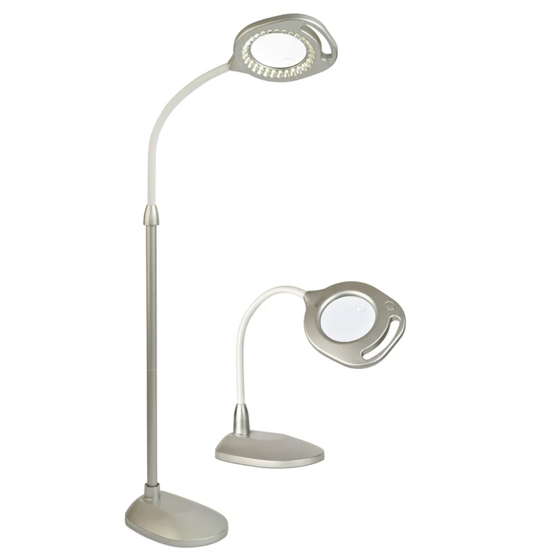 OttLite 2-in-1 LED Magnifier Floor/Table Light - Clearsun - Silver