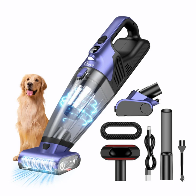 Panni - H5398P Aspirateur à main sans fil pour animaux avec brosse motorisée, pour la maison et la voiture