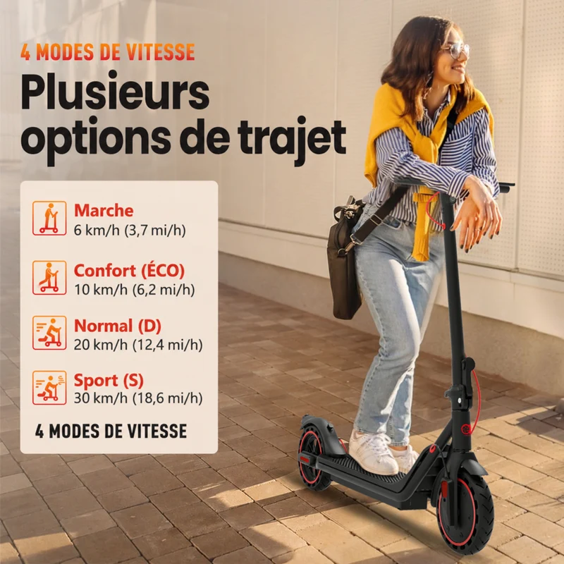 Gyrocopters - Trottinette électrique Flash 6.0 pour adultes et adolescents - Vitesse 30 km/h - Autonomie 30 km - 350 W - Noir