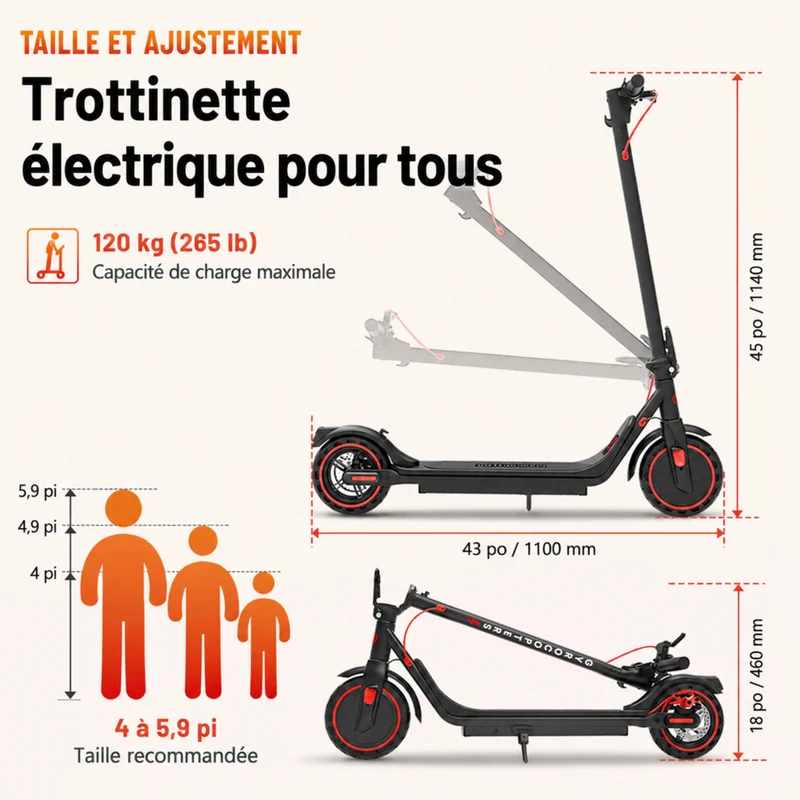 Gyrocopters - Trottinette électrique Flash 6.0 pour adultes et adolescents - Vitesse 30 km/h - Autonomie 30 km - 350 W - Noir