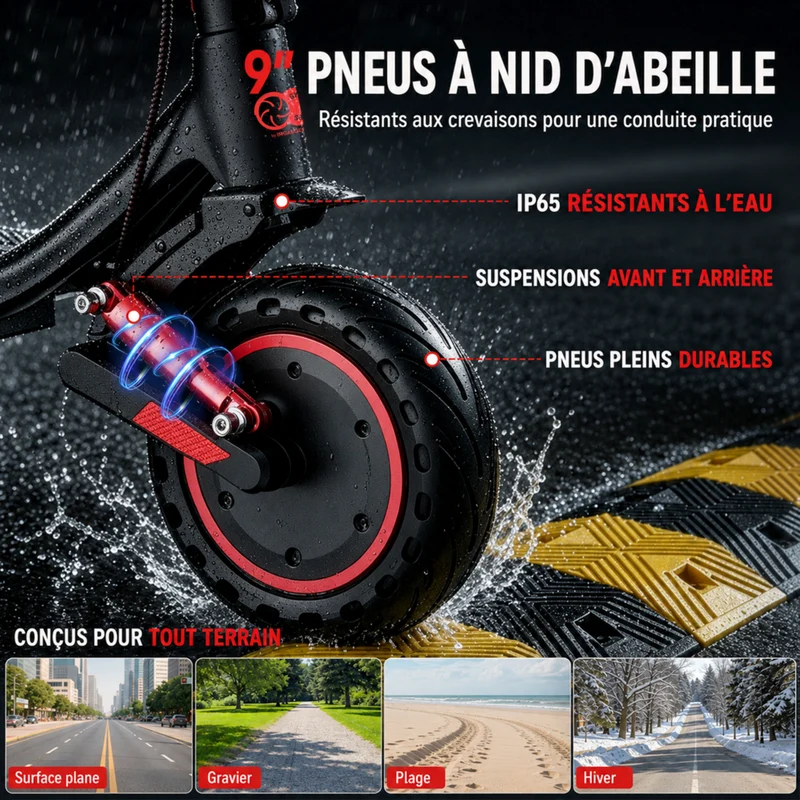 Gyrocopters - Trottinette électrique Flash 6.0 MAX pour adultes et adolescents - Vitesse : 32 km/h - Autonomie : 40 km - Noir