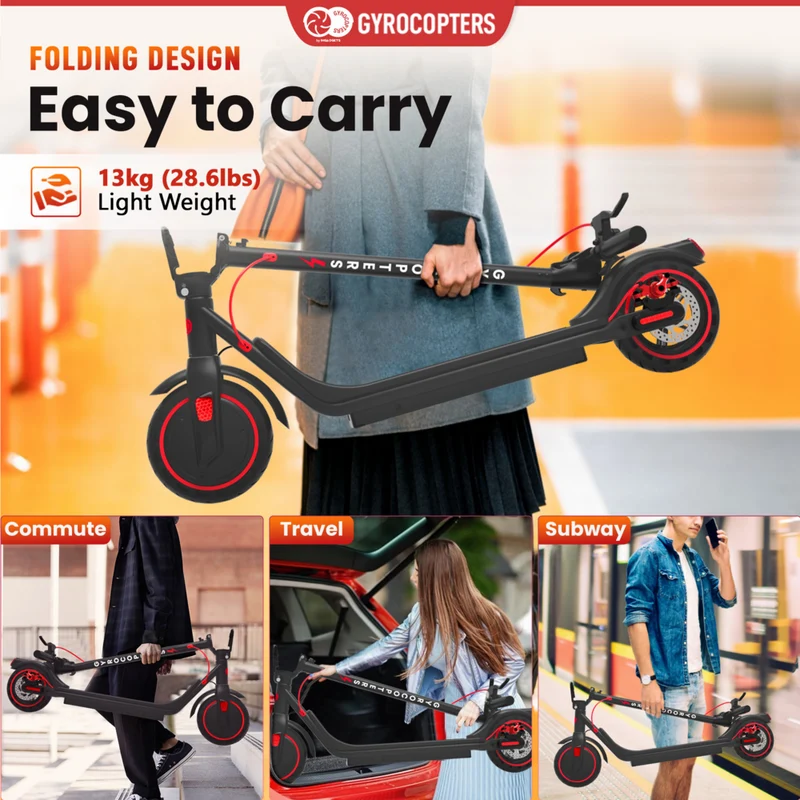 Gyrocopters Flash 6.0 Electric Scooter for Adults & Teens - Speed 30 kmph - Range 30 km - 350 W-Black