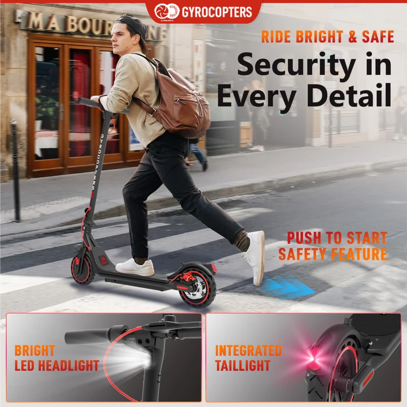 Gyrocopters Flash 6.0 Electric Scooter for Adults & Teens - Speed 30 kmph - Range 30 km - 350 W-Black