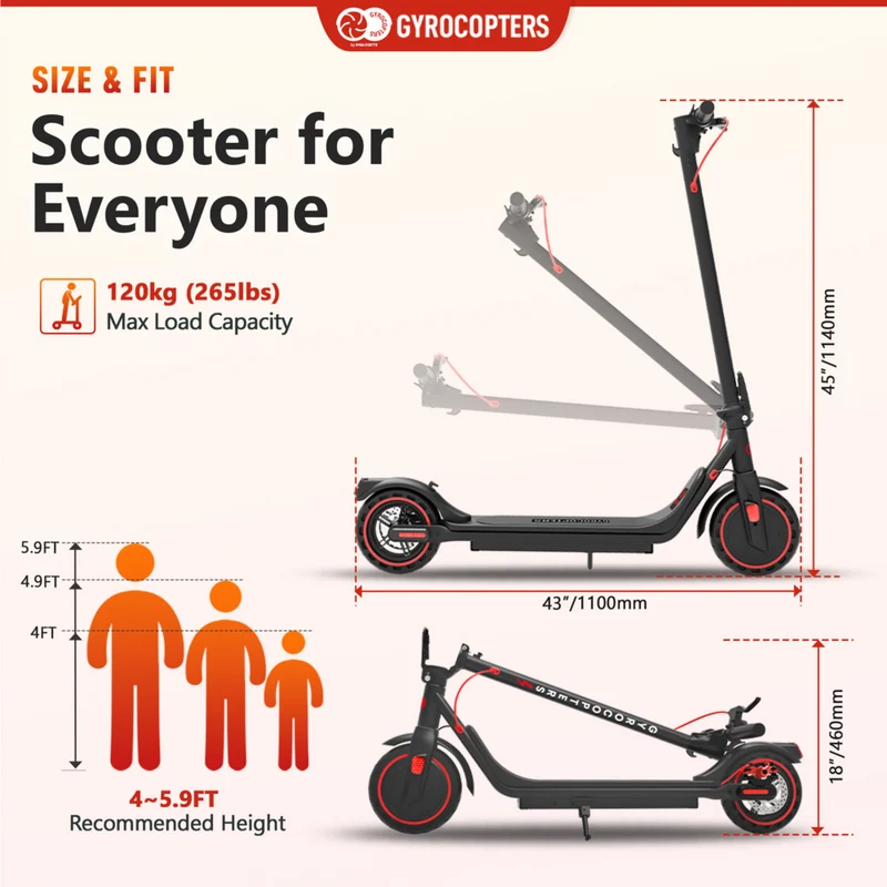 Gyrocopters Flash 6.0 Electric Scooter for Adults & Teens - Speed 30 kmph - Range 30 km - 350 W-Black
