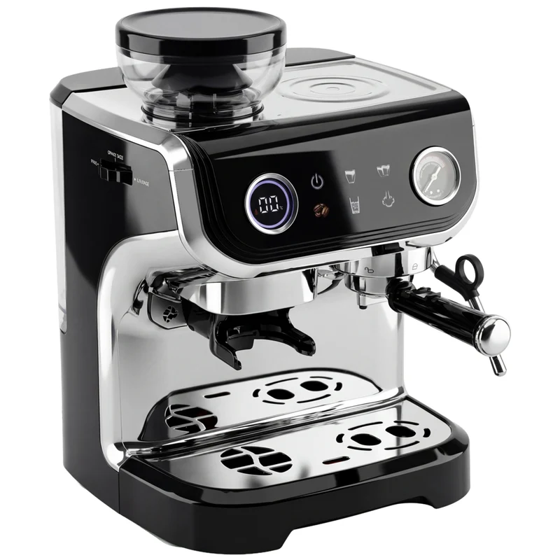 HOMCOM Espresso Machine with Built-in Grinder and Milk Frother - Black