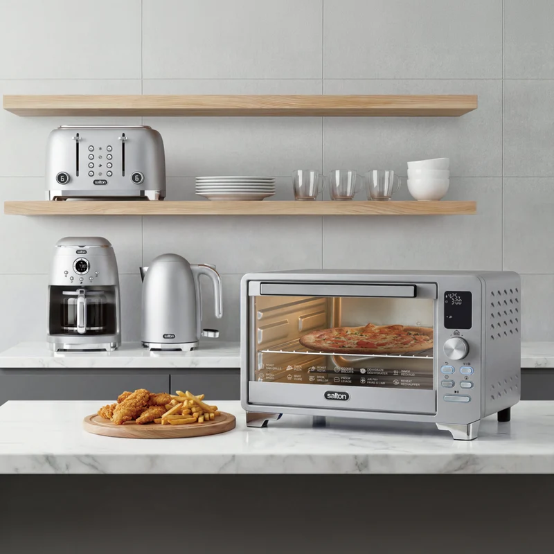 Salton NuRetro Digital Air Fryer Toaster Oven - Metallic Silver