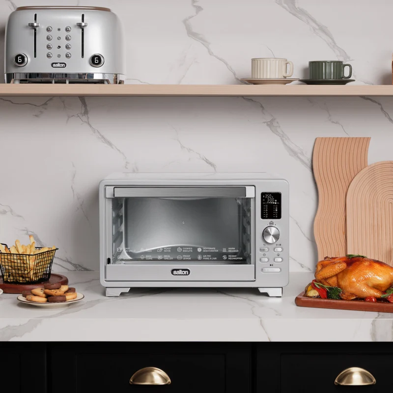 Salton NuRetro Digital Air Fryer Toaster Oven - Metallic Silver