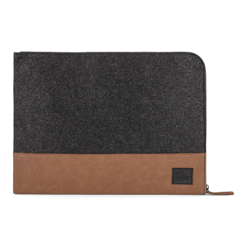 Gry Mattr 14.1" Laptop Sleeve with Organizer - Felt with Vegan Leather Trim