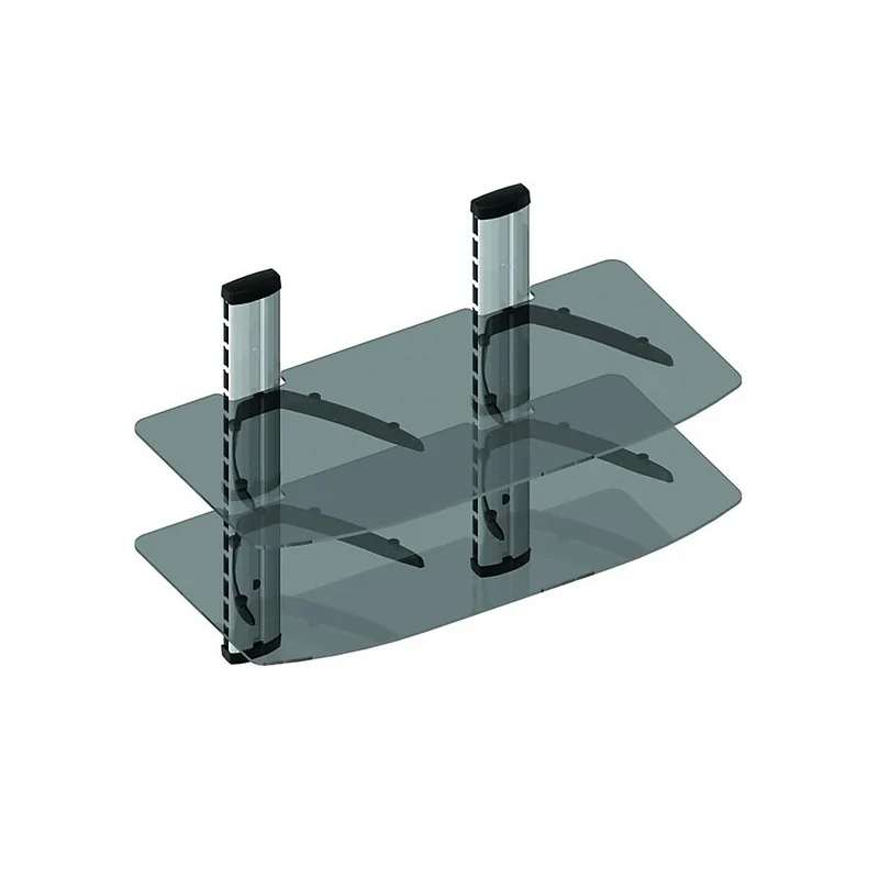 TygerClaw Double Wide Layer DVD Stand with Black Coloured Glass, (LCD8219BLK)
