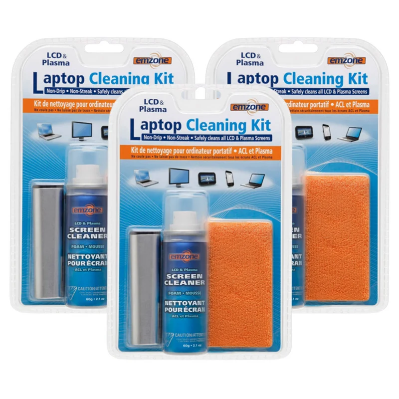 Emzone - Trousse de nettoyage pour ordinateur portatif - 60 mL - paquet de 3