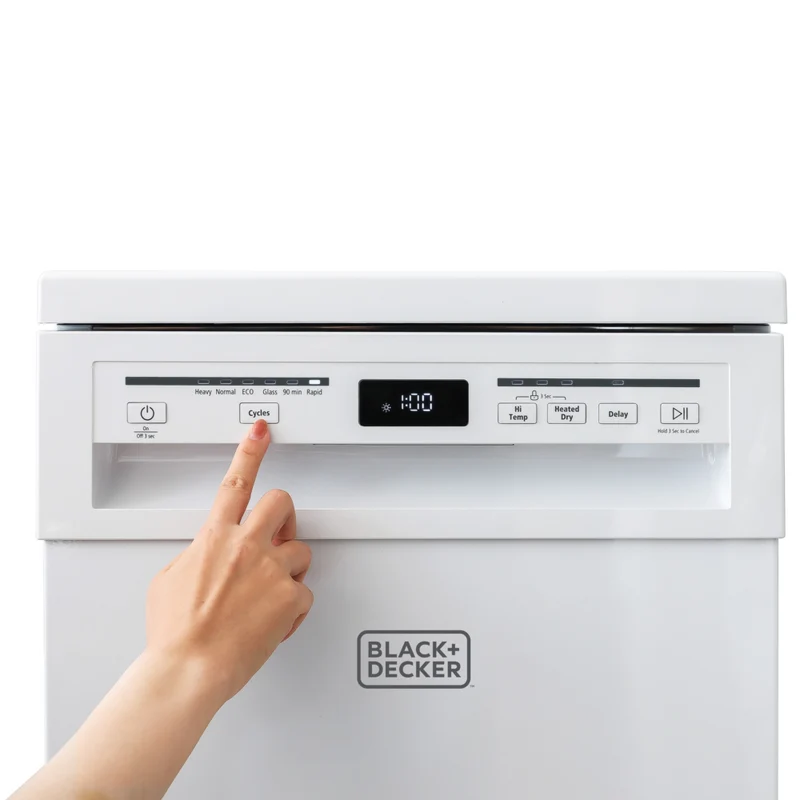 BLACK+DECKER - Lave-vaisselle portatif 18 po - capacité de 8 couverts - 6 programmes de lavage - blanc