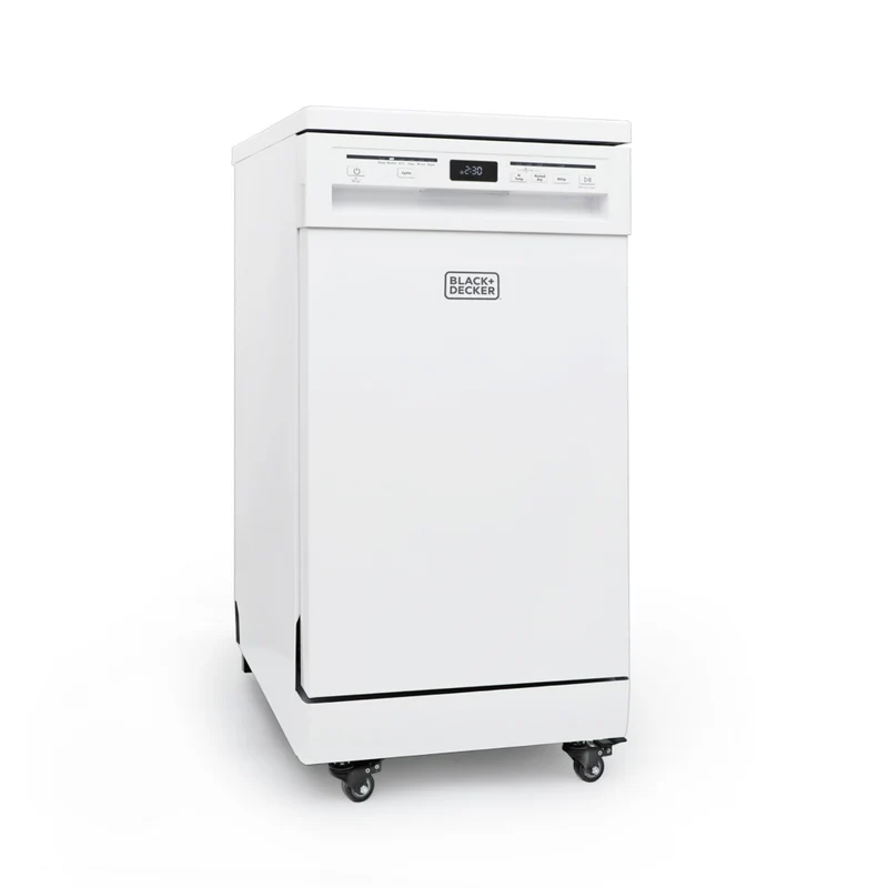 BLACK+DECKER - Lave-vaisselle portatif 18 po - capacité de 8 couverts - 6 programmes de lavage - blanc