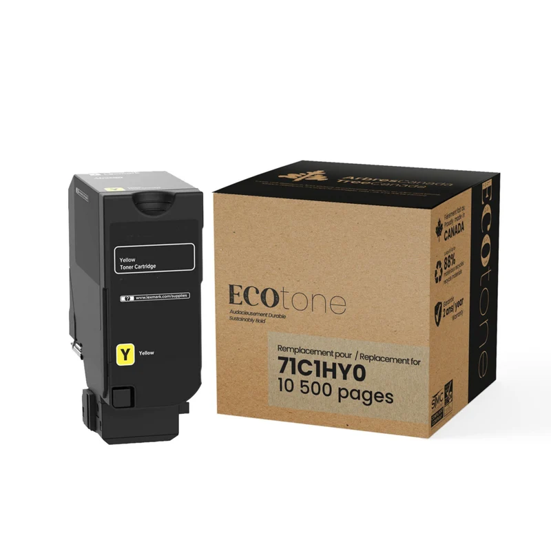 Ecotone Lexmark 71C1HY0 Cartouche de toner remanufacturée - Rendement élevé - Jaune