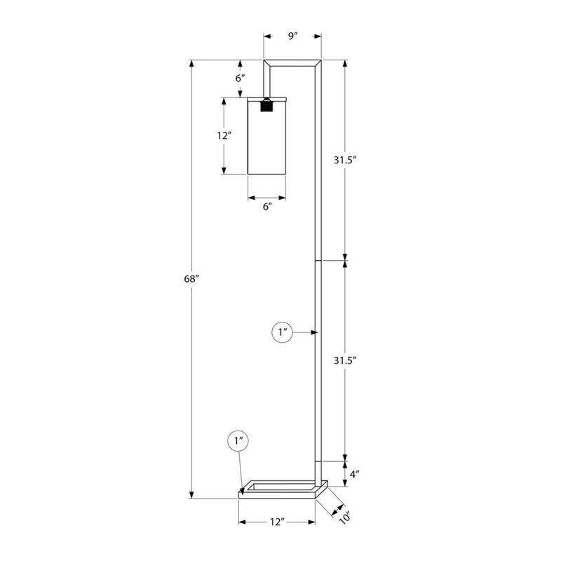 Monarch Specialties - 9656 68"H Lampadaire - Métal Noir/Abat-Jour En Verre