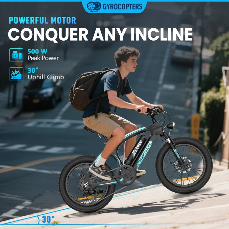 Gyrocopters Zapphire Electric Bike for Adults - Speed 32 kmph - PAS Range 91 km - Black