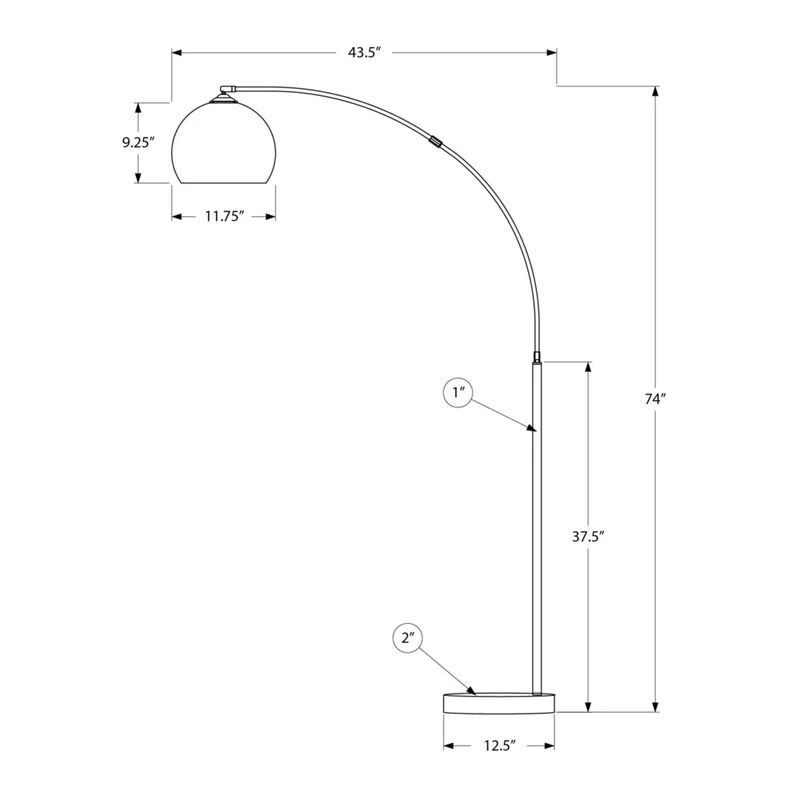 Monarch Specialties - 9634 74"H Lampadaire, Métal Noir/Contemporain